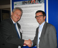 Prof. Adrian Danek, coordinator of the EMINA consortium, at the IRDiRC meeting in Dublin April 16, 2013, together with his Munich colleague Prof. Klopstock (right).