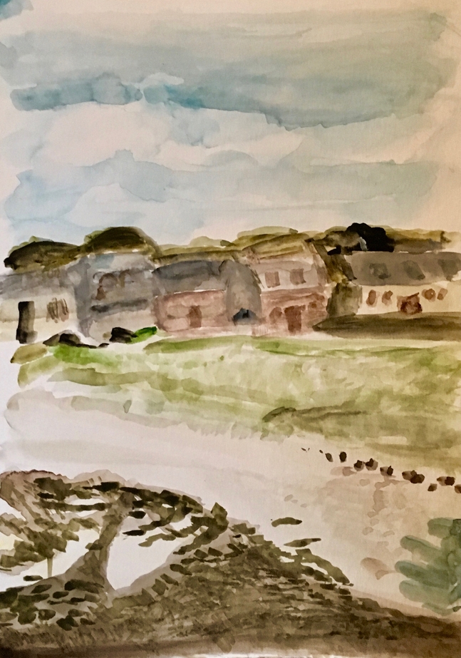 My watercolour of the seafront at Iona