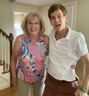 NA-USA president, Susan Wagner, visits patient Drew Smith in Lexington, MA in August 2022