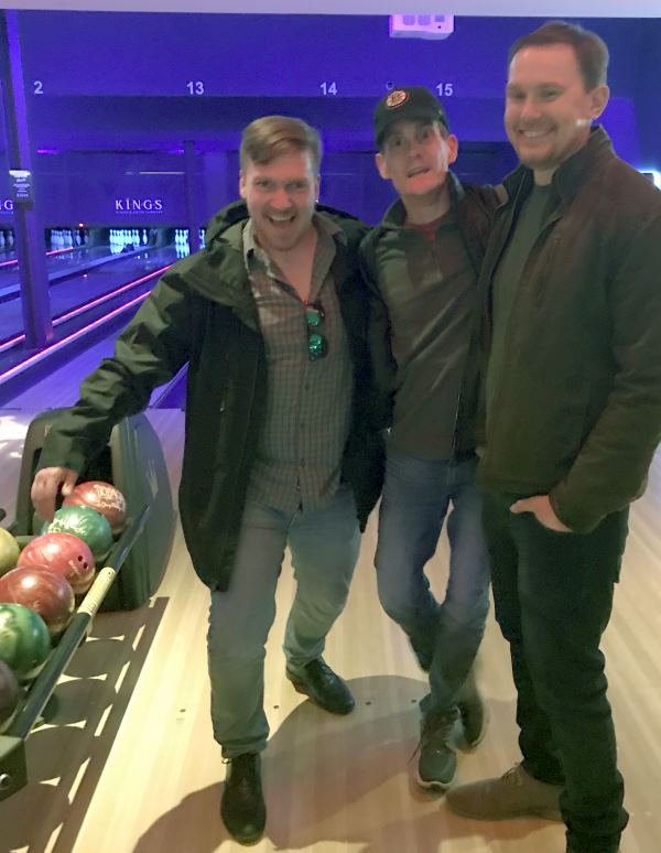 Drew Smith and friends go bowling.