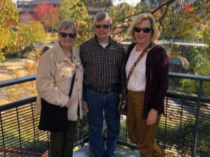 NA-USA board members Joy Willard-Williford and Susan Wagner meet for first time in person, Greenville, South Carolina, November 2022. They are joined by McLeod syndrome patient Mark Williford.