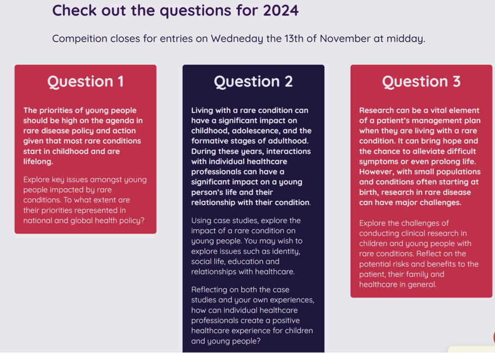This year's three topics / questions. We chose Question 3 together with our student, Amna Ali. 