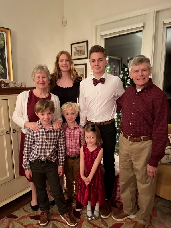 XK (McLeod syndrome) patient Mark Williford shows off the five reasons he supports NA research - his five grandchildren.