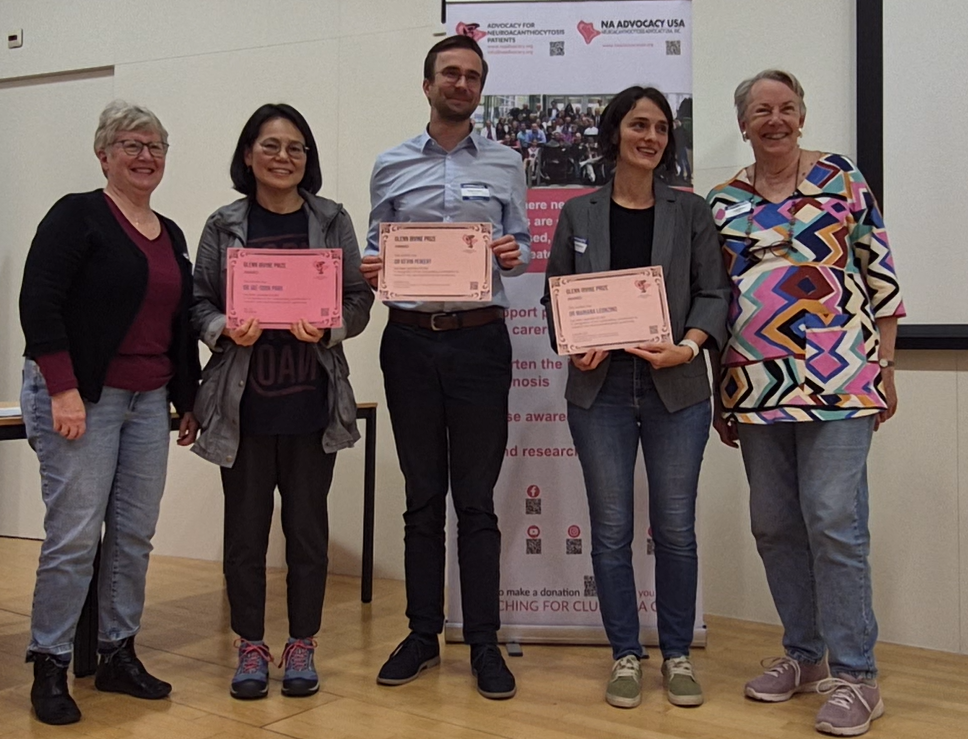 All three winners of Glenn Irvine Prize: Dr Jae-Sook Park, Dr Kevin Peikert, Dr Marianna Leonzino, framed by Joy Willard-Williford (left), President of NA Advocacy USA and Ginger Irvine (left), Chair and Co-founder of NA Advocacy