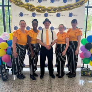 A dapper Bob Metzger and several of his dancing partners