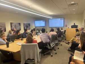 All attendees in the meeting room, during the presentation