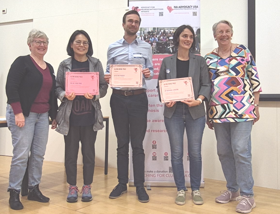 Day 3 - All three winners of the Glenn Irvine Prize - Dr Jae-Sook Park (2020), Dr Kevin Peikert (2023), Dr Marianna Leonzino (2025) with Joy Willard-Williford (left) and Ginger Irvine (right)