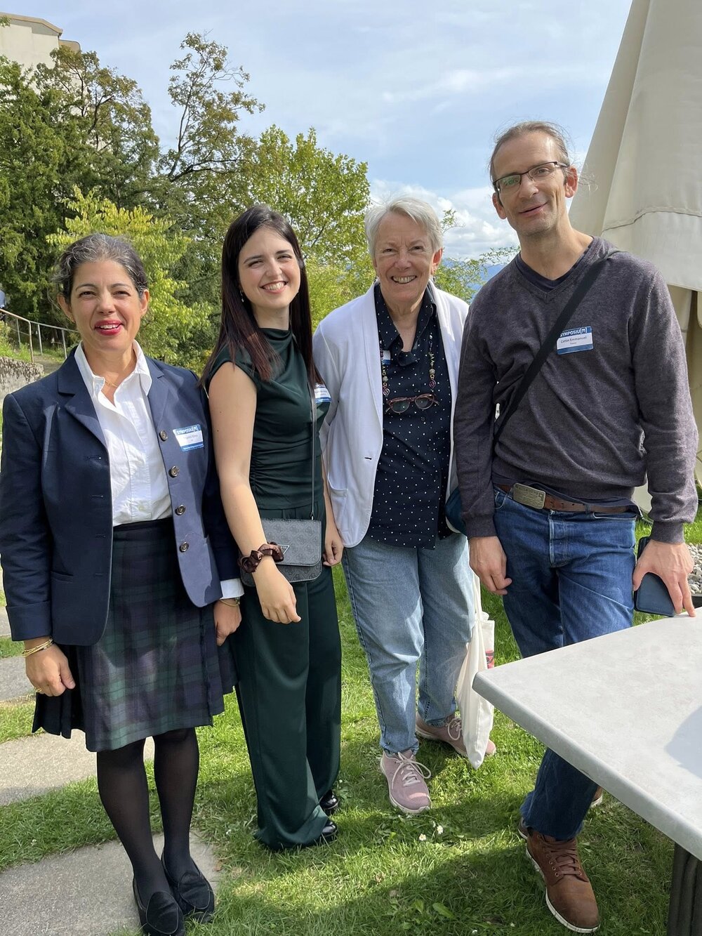 Out in the garden for the group photo - Dr Elina Tripoliti, Joana Valente, Ginger Irvine, Emmanuel Cottin