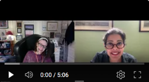 Screenshot of voice workouts session - Alexandra Irvine (Alex), patient, on the left of the screen and Dr Elina Tripoliti, speech therapist, on the right