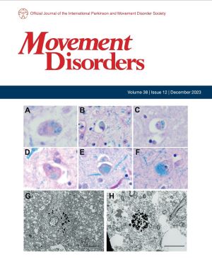 Cover of Movement Disorders Journal - the images from the research published as result of the NA Advocacy USA support to the grant and were featured on the cover - December 2023