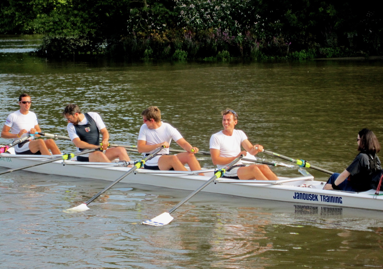 Alex Irvine with rowing team on the Thames fundraising challenge, 2011